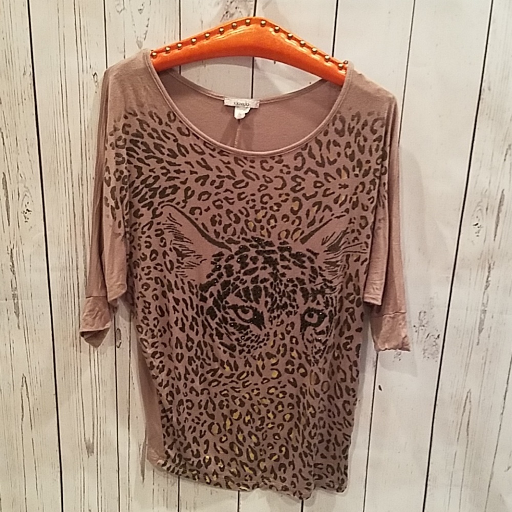 DAVIDA Super Soft Mocha Brown "Leopard" Blouse